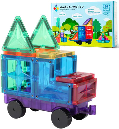 Magna-World® Classic 26-delig - Magnetic Tiles - Magna Tiles - Magnetisch Speelgoed - Magnetische Tegels - Speelgoed voor 3 t/m 12 Jaar