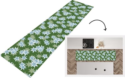 Keukenloper - Loper keuken - Edelweiss - Groen - Bloemen - Patronen - 200x50 cm - Keukenloper vinyl
