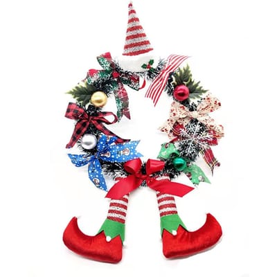 Kerstkrans voordeurdecoratie Kerstkrans met clownbeendecoratie Kunstdeurkrans