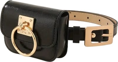 Dames Heuptas Vintage Stijl – Zwarte PU Taille Tas - Buiktasje met Metalen Gesp, Fashion Bum Bag voor Reizen, Festivals en Dagelijks Gebruik