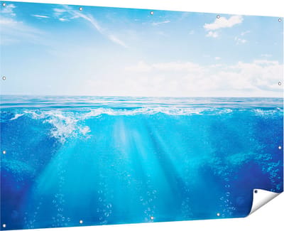 Gards Tuinposter Helder Blauwe Zee onder Water - 180x120 cm - Tuindoek - Tuindecoratie - Wanddecoratie buiten - Tuinschilderij