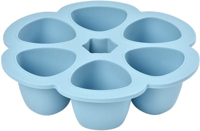 Béaba Siliconen Bewaarschalen - 6 Porties x 150ml - Babyvoeding Bewaren & Invriezen - Hitte- en Koudebestendig - Blauw