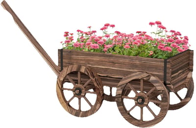 Roossentials Houten plantenbak - Tuindecoratie - Plantenbak - Kruiwagen plantenbak - Plantenbak in kruiwagen - Outdoor decoratie