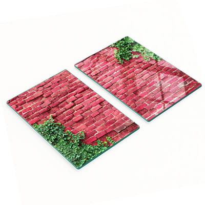 Glazen serveerplanken voor in de keuken met afbeelding van een bakstenen muur, 2x40x52 cm