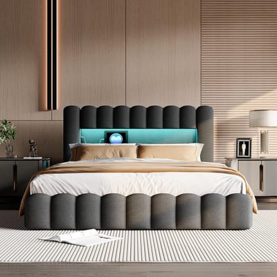 Tweepersoonsbed 180x200 met Opbergruimte, USB-Lader en LED-Verlichting