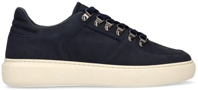 Manfield - Heren - Donkerblauwe nubuck sneakers - Maat 43