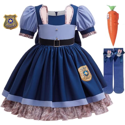 Film Zootopia 2 Dapper Schattig Konijn Judy Kostuum Voor Baby Meisje Rollenspel Judy Hopps Konijn Verkleed Jurk Poppen Set 2-10 Jaar 3T(TAG 110) gray