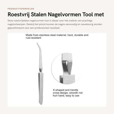 Dailygoods- Nagelvormen Roestvrij Staal - Acryl Nagels - Nail Art Tool - Pincet - Clip - Lichtgewicht en Creatief Gebruik - Nageltools
