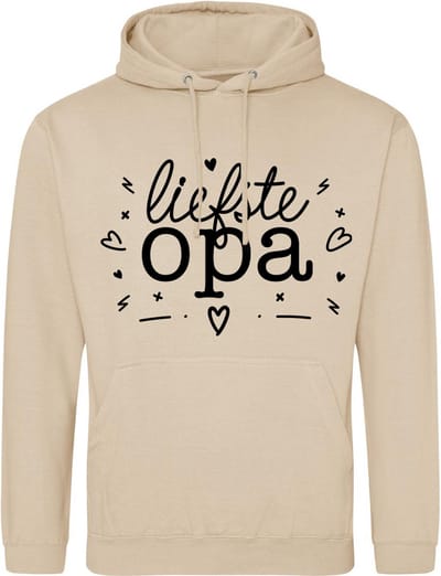 Hoodie voor Mannen - Cadeau voor De Liefste Opa - Mannelijk fit - Extreem zachte stof met Kangoeroezak/Buidelzak - 280 gram - Maat S - Nude