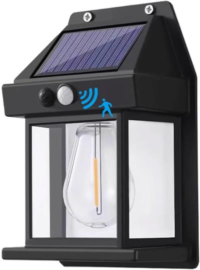 Buitenwandlampen op zonne-energie – Draadloze verandaverlichting (schemer-tot-dageraad) – Wandlantaarn met 3 standen en bewegingssensor – Waterdichte buitenverlichting voor entree en voordeur