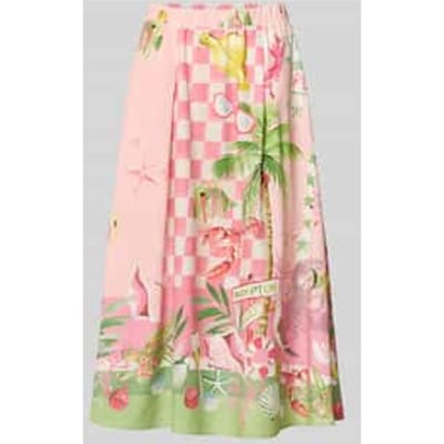 Midirok van viscose-katoenmengsel met elastische tailleband