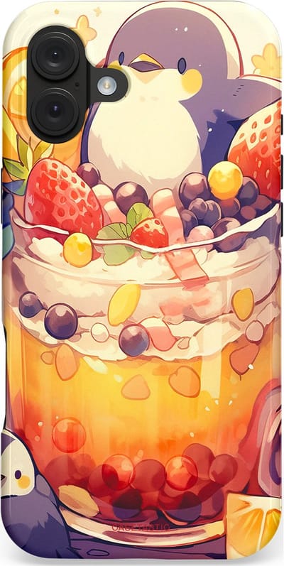 Casetastic hoesje geschikt voor Apple iPhone 16 Plus - MagSafe - Dubbellaagse bescherming - Pinguïn Cocktail - Fashion Case - Crème Perzik Goud Koraal