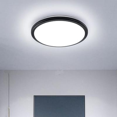 Haobosic - Tri-proof LED plafondlamp rond 28,5 cm zwart, wit licht 24 W, voor woonkamer/slaapkamer/keuken
