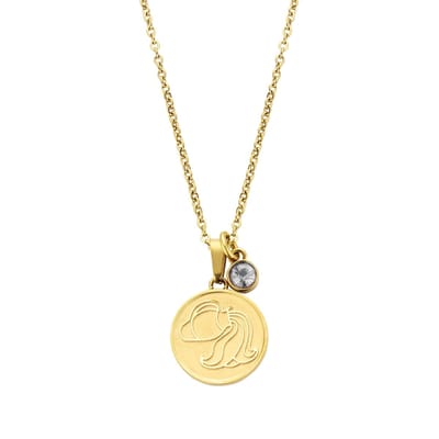 CO88 Collection Zodiac 8CN-26074 Stalen Collier met Hanger - Sterrenbeeld Waterman - Lengte 42 + 5 cm - Goudkleurig