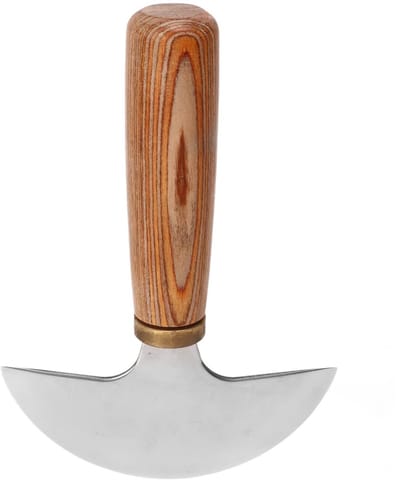 Dailygoody - Leder-rondkopmes - Halvemaanvormig - Ergonomische grip - Walnoothouten greep - Voor lederhandwerk - Ideaal voor DIY-projecten