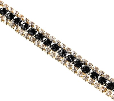 2 Yards 3 Rijen Rhinestone Ketting 8.5mm Bling Crystal Claw Chain Versiering voor DIY Sieraden, Kleding en Tassen (Goud/Zwart/Wit)