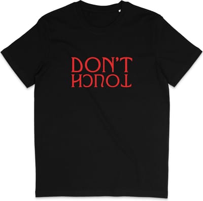 T Shirt Heren Dames - Grappige Tekst: Don't Touch - Zwart - XS