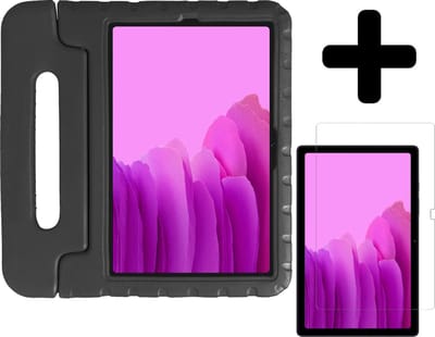 Hoes - Geschikt voor Samsung Galaxy Tab A7 (2020) - Met Screenprotector - Kinderhoes Shockproof Bumper - Kidsproof Case - Tablet Hoesje - Kinder Hoesje Cover - Zwart