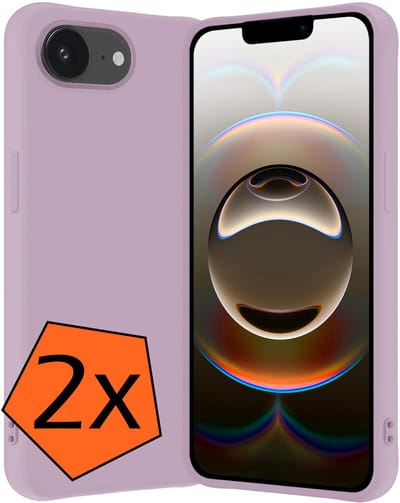 Hoes - 2 Stuks - Geschikt voor Apple iPhone 16e - Sterk & Shockproof - Case Siliconen - Back Cover - Telefoon Hoes - Lila