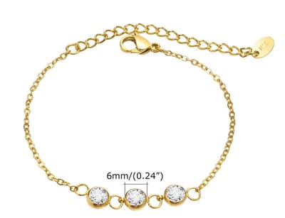 JewelGalerie - Armband - 3 Diamantjes - Goud