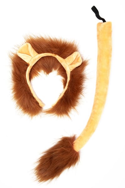 KIMU® Leeuw Haarband Oren & Staart Diadeem Set - Bruin Oortjes Leeuwin Pak Dierenpak - Voetbal Nederland Kinderfeestje Oortjes Staartje Festival