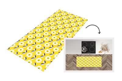Keukenloper - Loper keuken - Bloem - Geel - Patronen - Zomer - 120x50 cm - Keukenloper vinyl