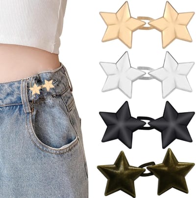 JHUBERS- Waist Tightener Ster Vorm - Jeans Knoop - Knoopspelden - Afneembaar - Geen Naaien Vereist - Premium Metaal