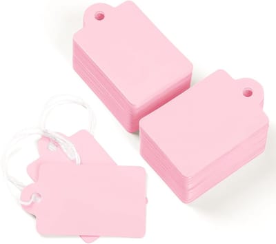 200 Stuks Prijslabels met Koord 2.5cm Schrijfbare Roze Hangtags voor Kleding, Sieraden en Prijsweergave