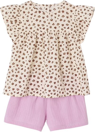 Vertbaudet Set blouse met bloemen en short van katoengaas voor meisjes