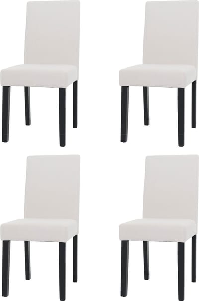 Set van 4 eetkamerstoelen Littau, keukenstoel hoge rug, stof/textiel koord hout ~ crème, donkere poten