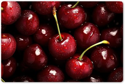 Placemats 45x30 cm - Placemat kunststof - 1 stuk - Rood - Fruit - Kersen - Borden onderleggers - Decoratie voor op tafel - Keuken tafeldecoratie accessoires - Vinyl onderlegger - Tafelversiering