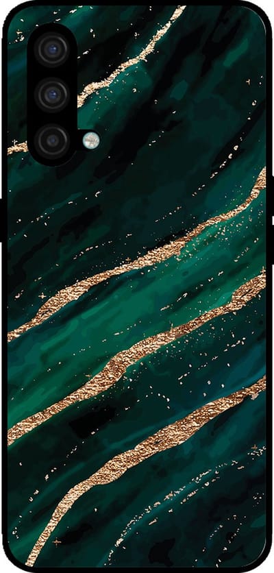 Smartphonica Telefoonhoesje Geschikt voor OnePlus Nord CE met marmer opdruk - TPU backcover case marble design - Groen Goud geschikt voor OnePlus Nord CE