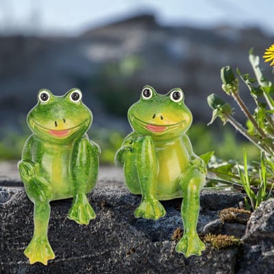 2 stuks Hars Kikkers Beeld Buitentuin Decoratie Sculptuur Voor Huis Bureau Tuin Ornament green