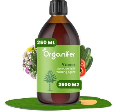 Yucca Uitvloeier - Wetting Agent - (250ml, 2500m2) - Vloeibare Meststof - Optimaliseert Vochtbehoud Planten - Bodemverbeteraar - Grondverbeteraar - Voor Droogte en Hitte - Waterefficiëntie en Droogteresistentie - Organifer