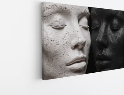 Saammp Canvas Schilderij - Abstract - Vrouw - 2 gezichten - 30x20 - Foto op canvas - Wanddecoratie - Muurdecoratie Woonkamer - Slaapkamer decoratie - Canvas Print