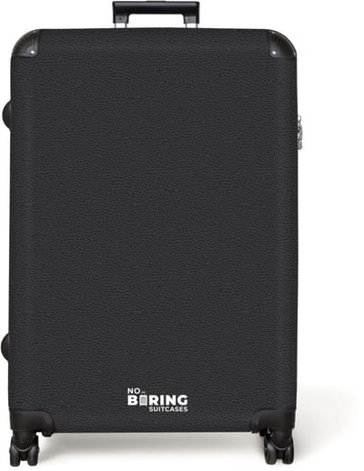 NoBoringSuitcases.com® - Koffer groot - Reiskoffer lichtgewicht - Zwart leer patroon - Rolkoffer met 4 wielen - Grote trolley XL - 98 liter bagage