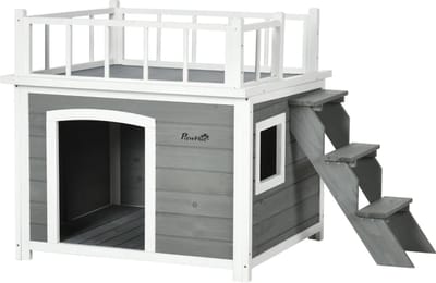 Hondenhok - Buiten - Bench - Ren - Weerbestendig - Kennel - Rek - Grijs