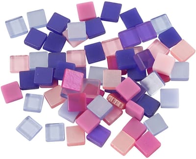 Mini mozaiek, afm 5x5 mm, dikte 2 mm, paars/donkerpaars, 25 gr/ 1 doos