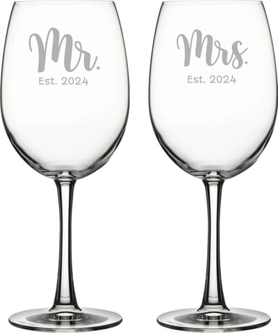 Gegraveerde set rode wijnglazen 58cl Mr. Est. 2024 - Mrs. Est. 2024