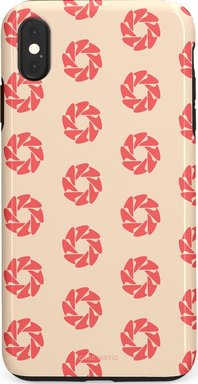 Casetastic hoesje geschikt voor Apple iPhone XS Max - Dubbellaagse bescherming - Peach Bloem Cirkels - Fashion Case - Crème Koraal Perzik