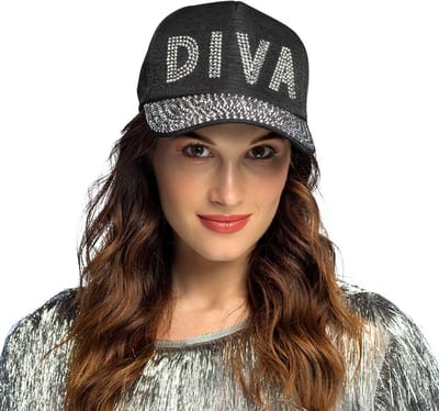 Boland - Pet 'Diva' diamond Zwart - Één maat - Volwassenen - Vrouwen - Festival