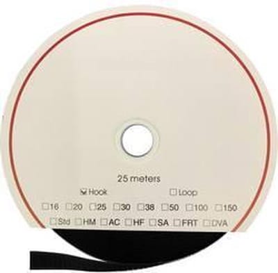 FASTECH® T0105099990225 Klittenband Om vast te plakken Acrylaat Haakdeel (l x b) 25000 mm x 50 mm Zwart 25 m