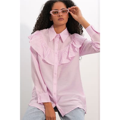 Lange Ontspannen Gestructureerde Shirt