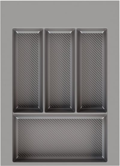 bestekinzet Divio Grip voor lades van 40 cm breed, 35 x 49 cm – inkortbaar, 4 vakken, kleur: antraciet, bestekorganizer van robuust kunststof