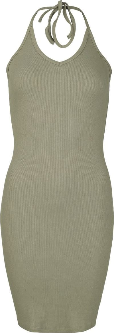 Urban Classics Midi-jurk - Ladies Rib Jersey Neckholder Dress - XS tot XL - voor Vrouwen - olijf