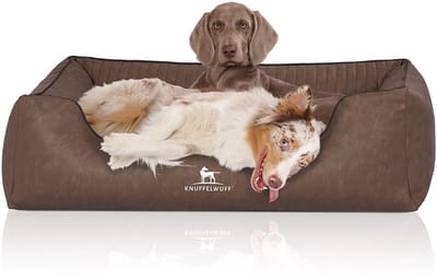 Knuffelwuff Orthopedisch hondenbed Chesapeake van laser-gewatteerd gemarmerd kunstleer XL 105 x 75cm Bruin