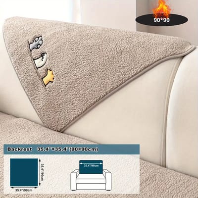 Livano Bankhoes - Bankbeschermer - Stretch - Sofa Cover - Pluche - Khaki - Rugleuning 90x90