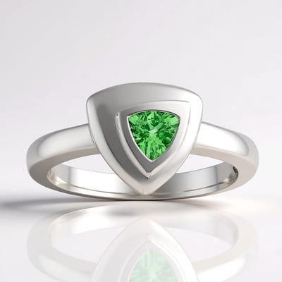 Cavill - Zilveren ring met AAA Keniaanse tsavoriet - 925 sterlingzilver - 0,196 ct triljant geslepen - Elegante moderne handgemaakte ring met bezel