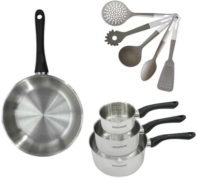 Set van 1 Koekenpan 28 cm, 3 Kookpannen 12/16/20 cm Fackelmann Geneva met 5 keukengerei