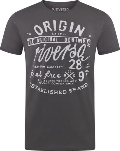 riverso Heren T-Shirt RIVLeon regular fit Grijs S Ronde Hals Volwassenen - gemaakt van 100% katoen